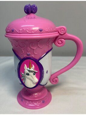 Unicorn-Themed Pink & Purple Plastic Mug With Lid